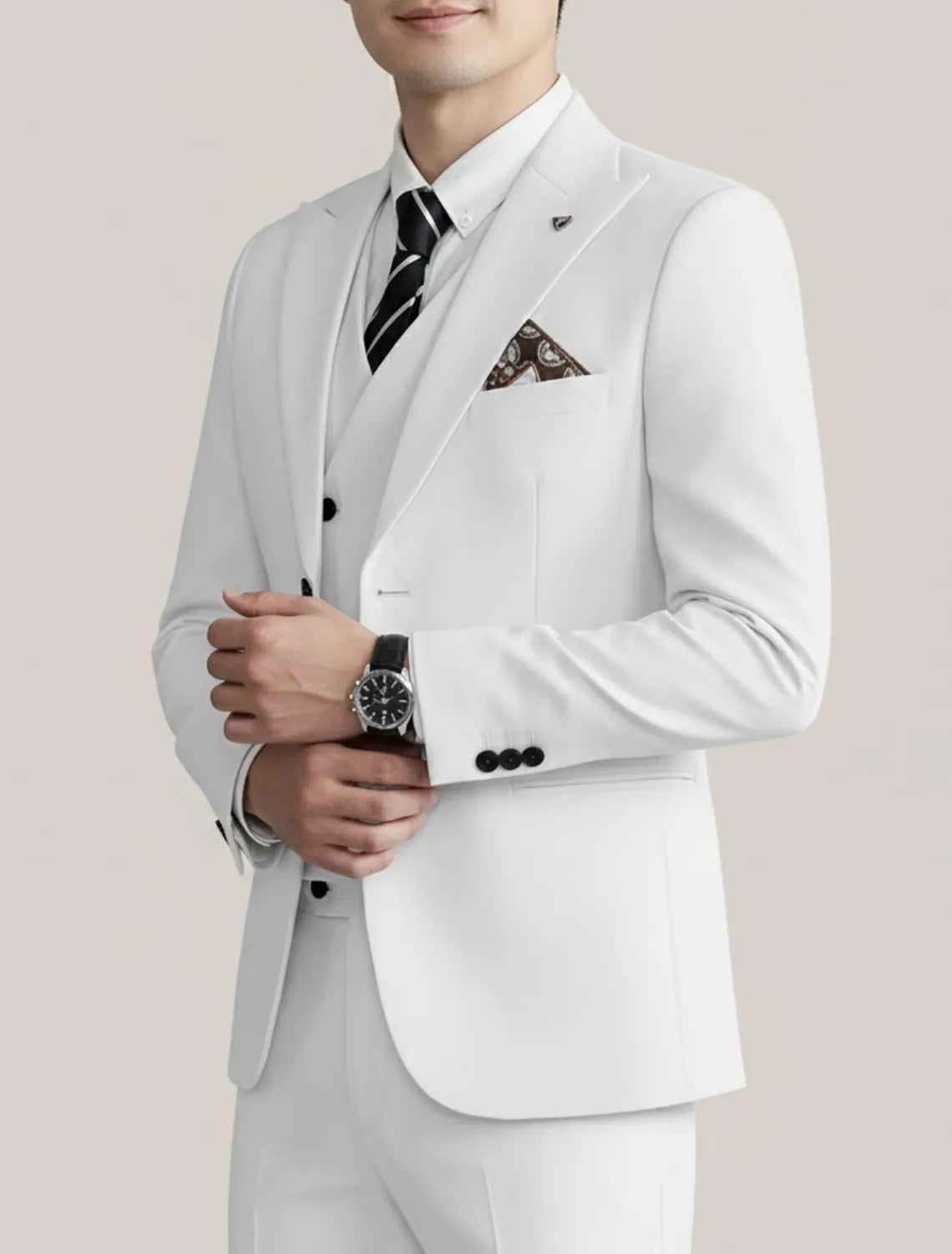 Men's Three-Piece Suit Black Formal Attire for Weddings and Events