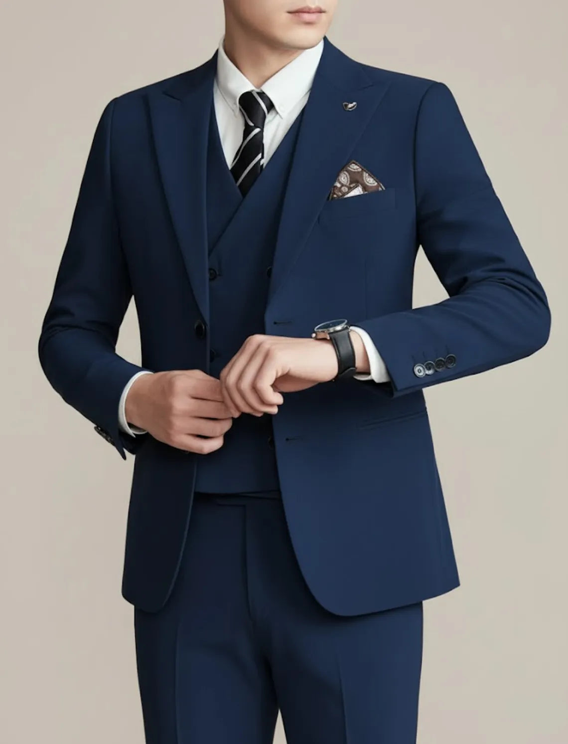Men's Three-Piece Suit Black Formal Attire for Weddings and Events