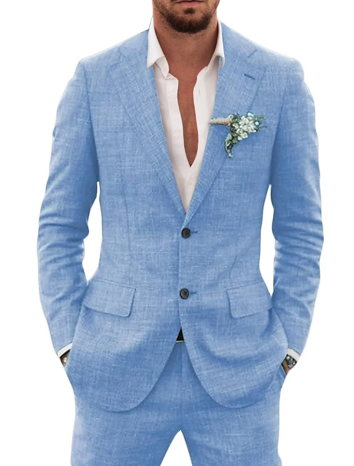 Ethan | Men's Linen Suit with Notch Lapel 0