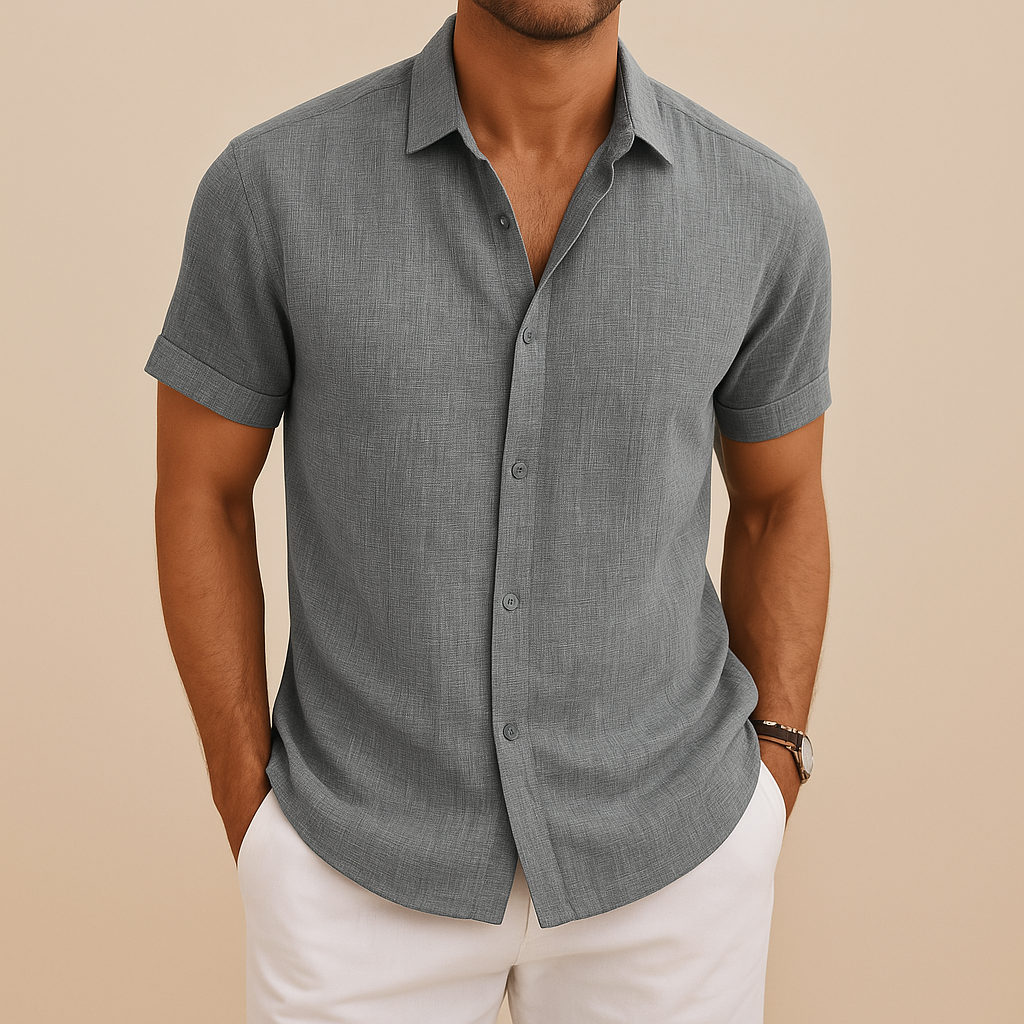 Cotton Blend Fitted Men's Shirt UK – Smart Casual & Holiday & Resort Wear
