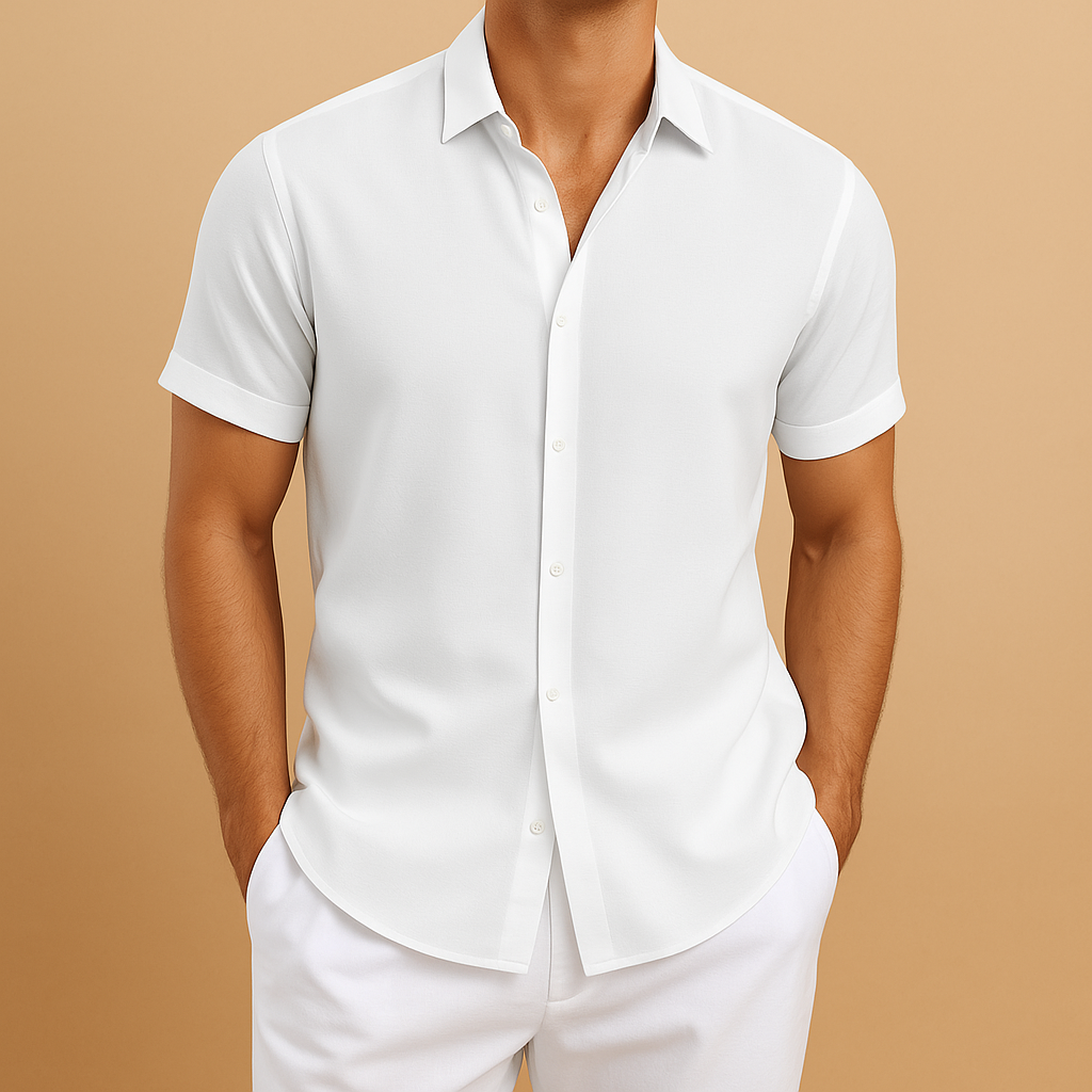 Cotton Blend Fitted Men's Shirt UK – Smart Casual & Holiday & Resort Wear