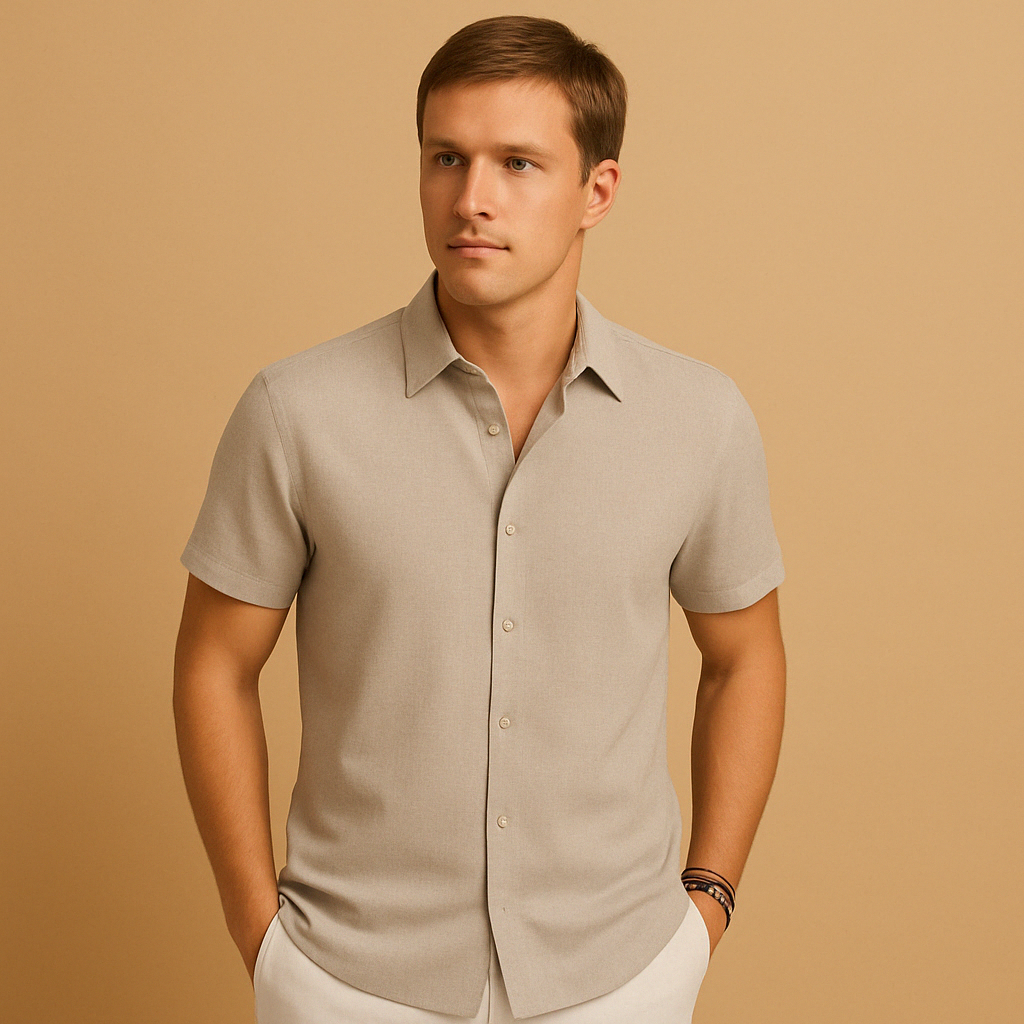 Cotton Blend Fitted Men's Shirt UK – Smart Casual & Holiday & Resort Wear
