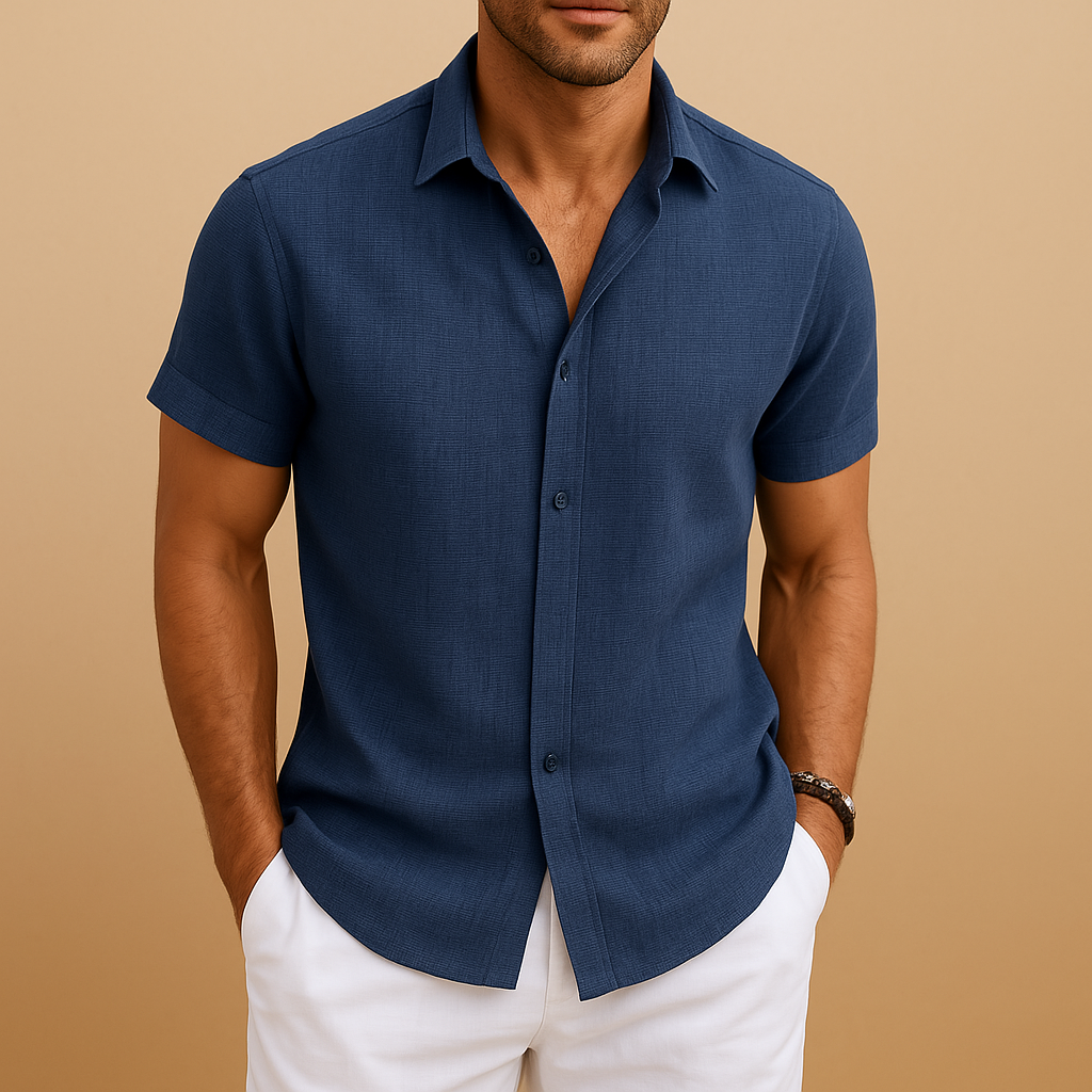Cotton Blend Fitted Men's Shirt UK – Smart Casual & Holiday & Resort Wear