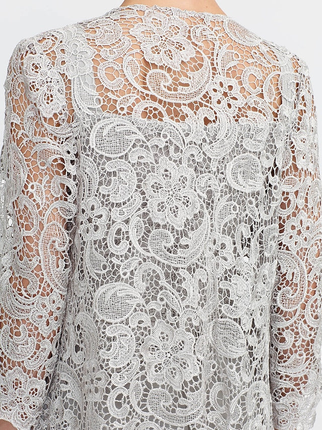 Women's Chiffon Mother of the Bride Pantsuit Square Neck Floor-Length Jacket