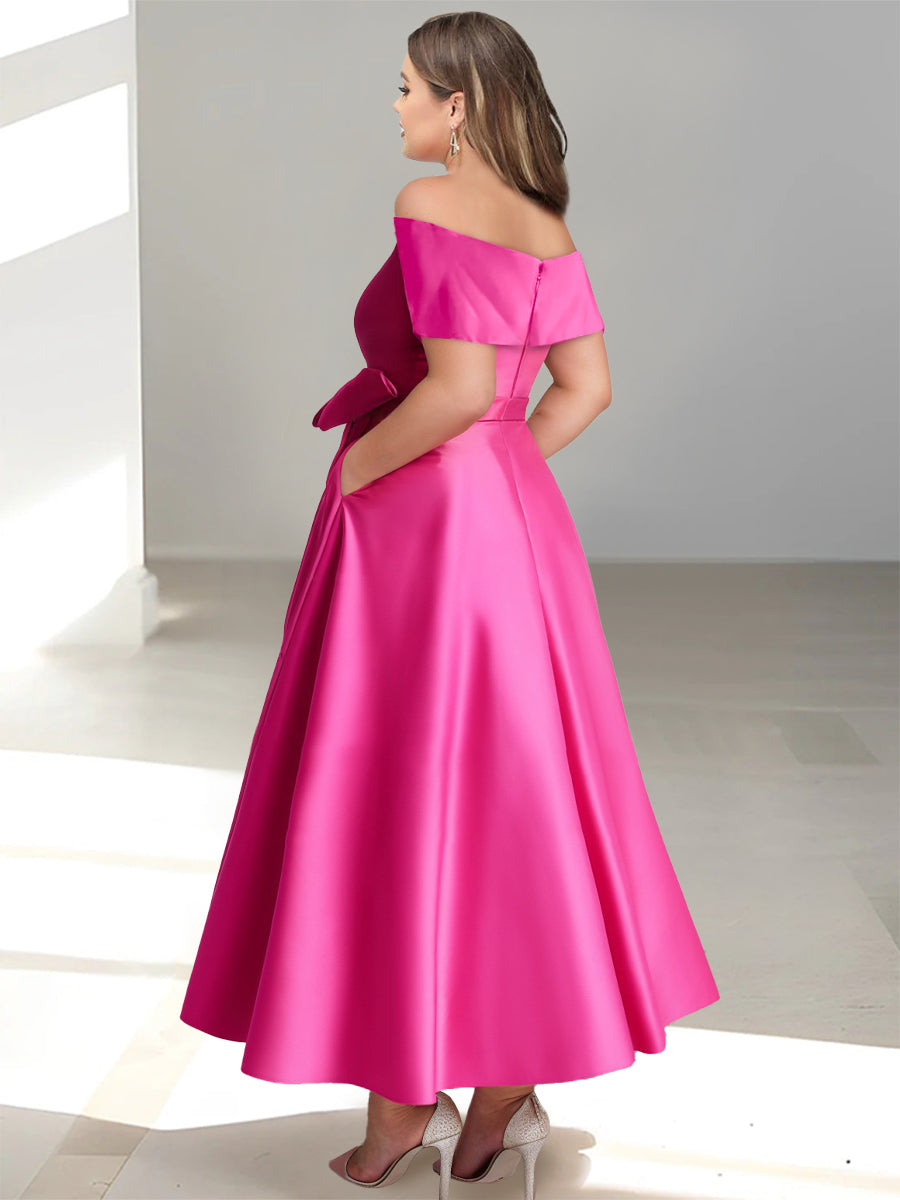 Women's A-Line Off-the-Shoulder Sleeveless Ankle-Length Mother of the Bride Dress