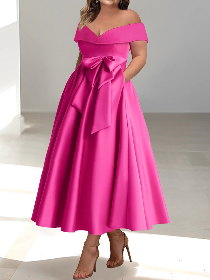 Women's A-Line Off-the-Shoulder Sleeveless Ankle-Length Mother of the Bride Dress