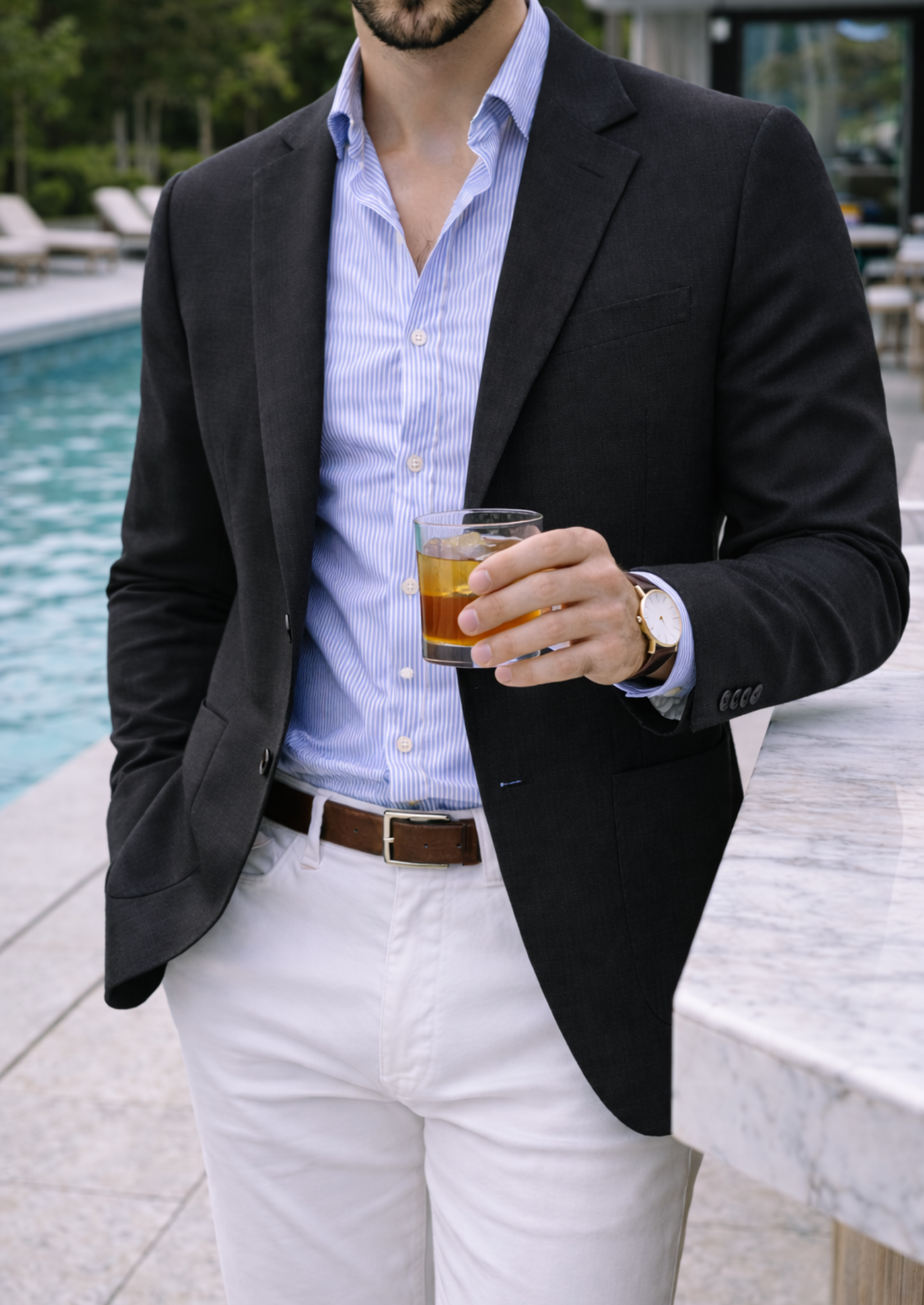 Men's Suit Blazer Notch Lapel Patch Pockets Casual Office Wear