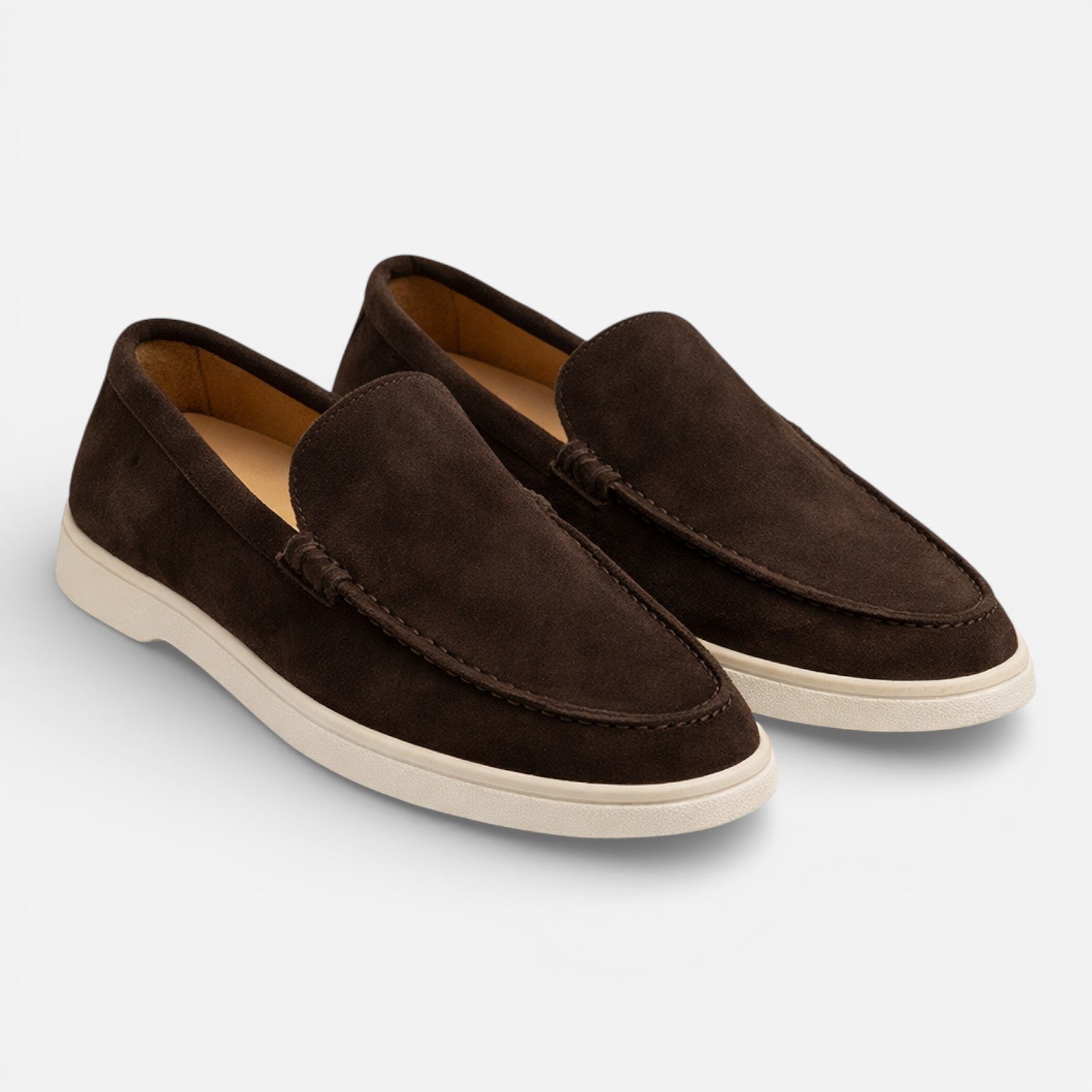 Men's Suede Loafers Slip-On Lightweight Casual Shoes Brown Comfort