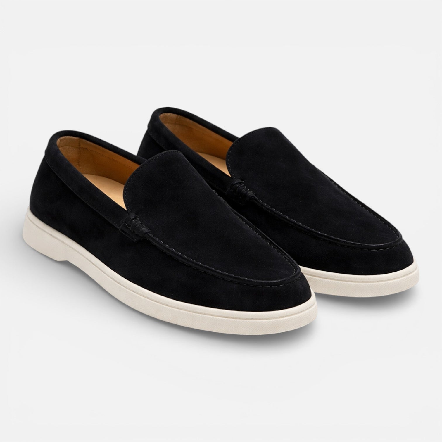 Men's Suede Loafers Slip-On Lightweight Casual Shoes Brown Comfort