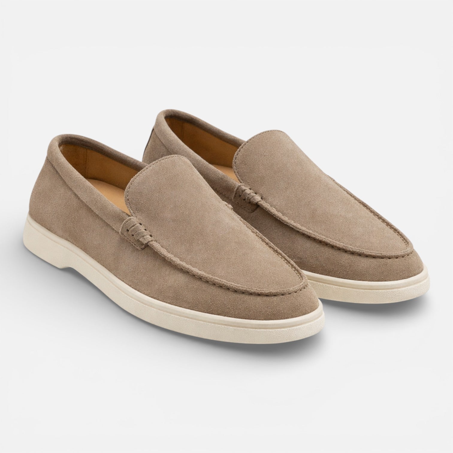 Men's Suede Loafers Slip-On Lightweight Casual Shoes Brown Comfort