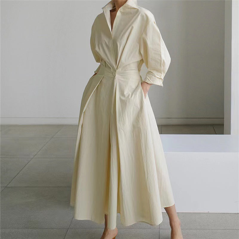 Women's Maxi Dress Front Wrap Collared Elegant Versatile Summer Casual Formal