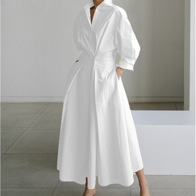 Women's Maxi Dress Front Wrap Collared Elegant Versatile Summer Casual Formal