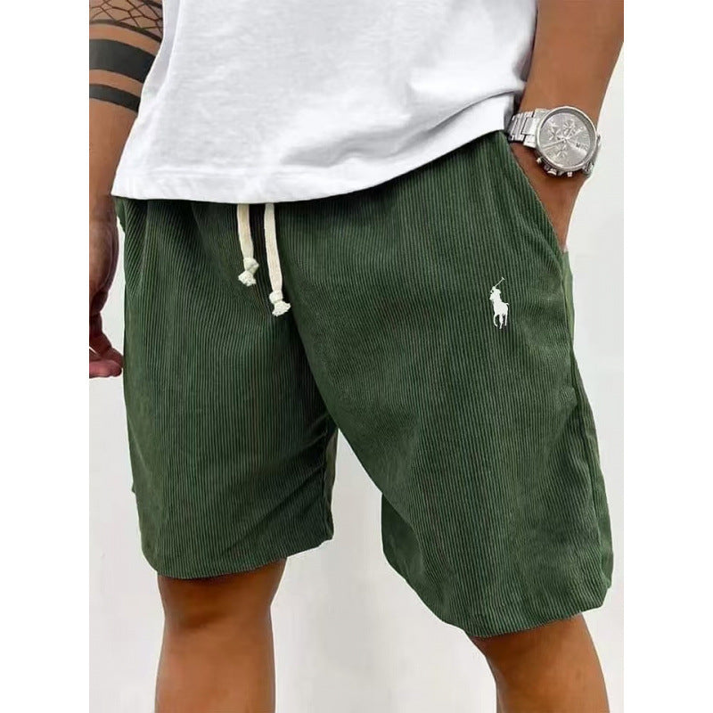Men's Casual Pants Soft Cotton Blend Elastic Waistband Striped Design