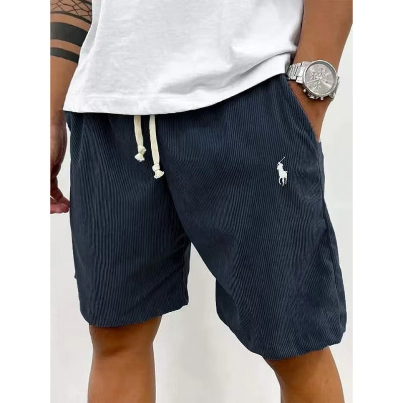 Men's Casual Pants Soft Cotton Blend Elastic Waistband Striped Design