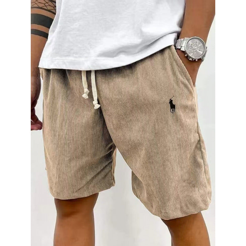 Men's Casual Pants Soft Cotton Blend Elastic Waistband Striped Design