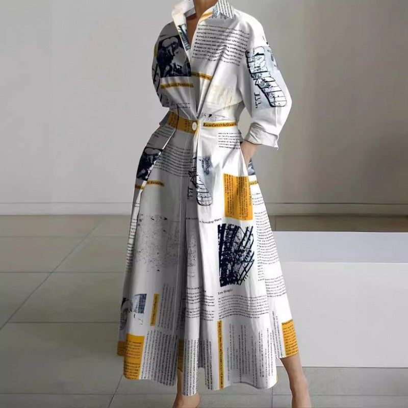 Women's Maxi Dress Front Wrap Collared Elegant Versatile Summer Casual Formal