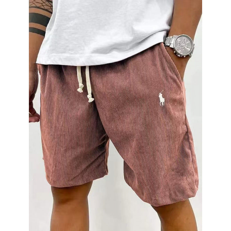 Men's Casual Pants Soft Cotton Blend Elastic Waistband Striped Design