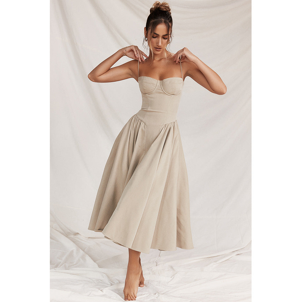 Women's Midi Dress Corset Style Adjustable Straps
