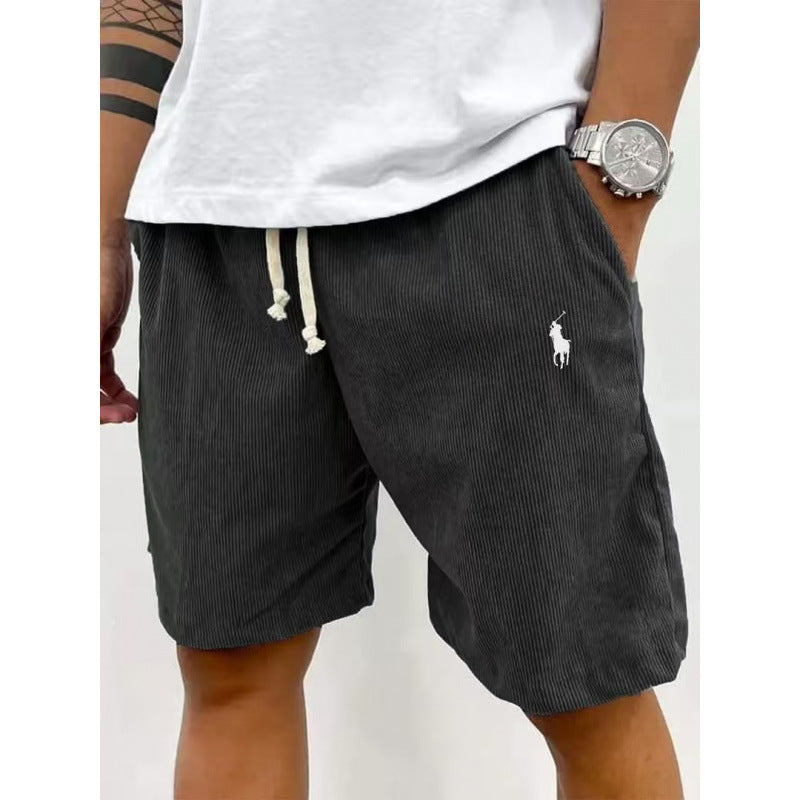 Men's Casual Pants Soft Cotton Blend Elastic Waistband Striped Design