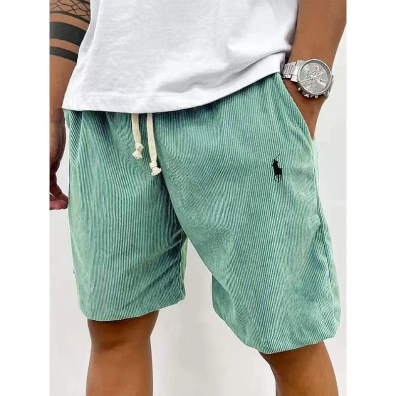 Men's Casual Pants Soft Cotton Blend Elastic Waistband Striped Design