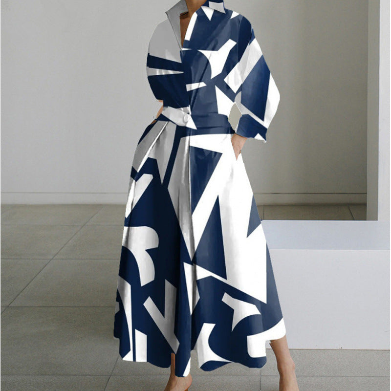 Women's Maxi Dress Front Wrap Collared Elegant Versatile Summer Casual Formal