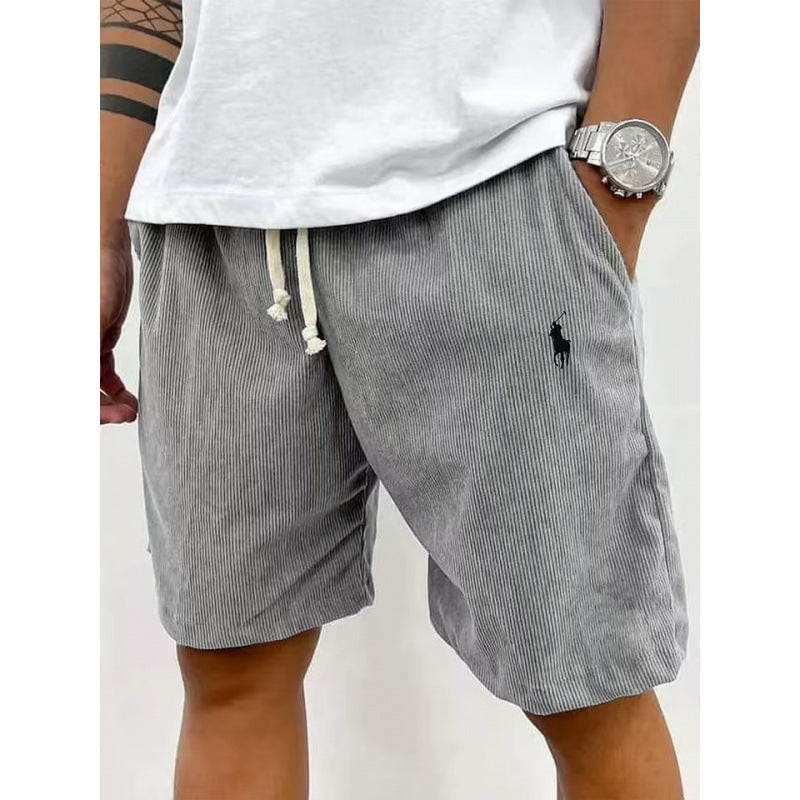 Men's Casual Pants Soft Cotton Blend Elastic Waistband Striped Design