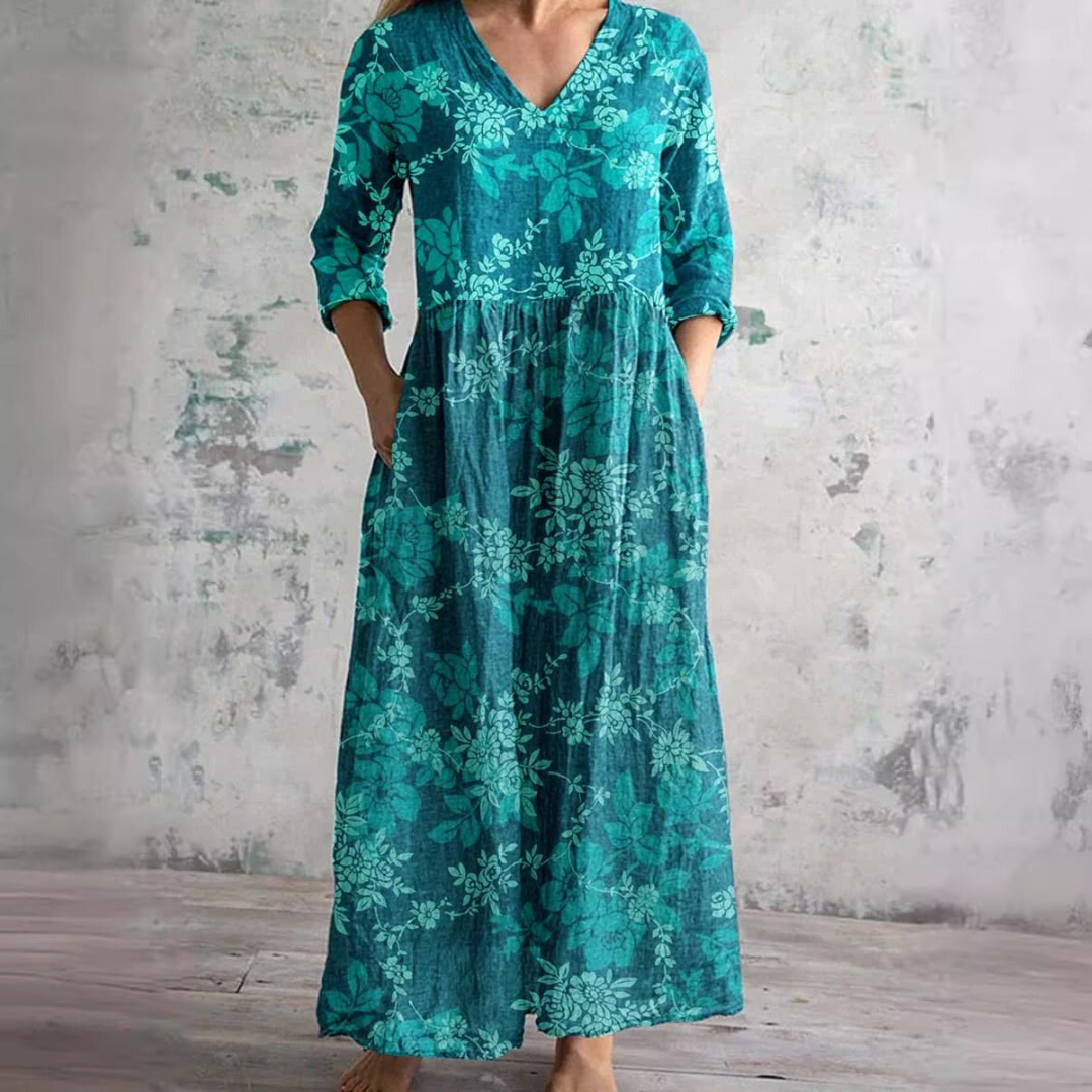 Women's Floral Summer Dress V-Neck Lightweight Breathable Casual Plus Size
