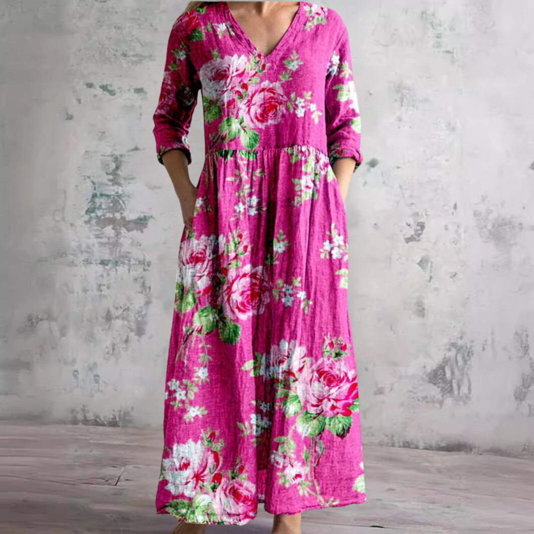 Women's Floral Summer Dress V-Neck Lightweight Breathable Casual Plus Size