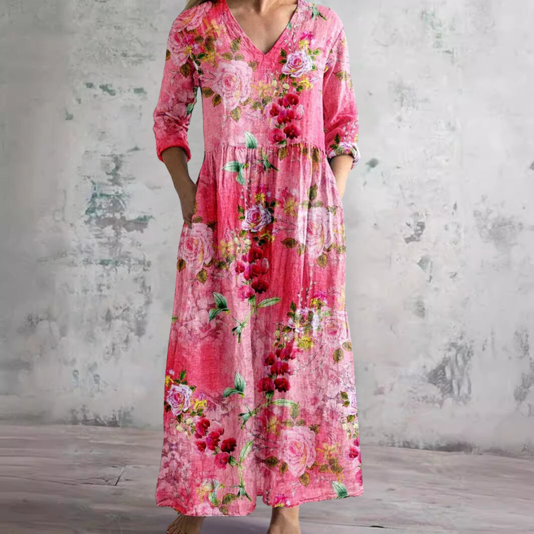 Women's Floral Summer Dress V-Neck Lightweight Breathable Casual Plus Size