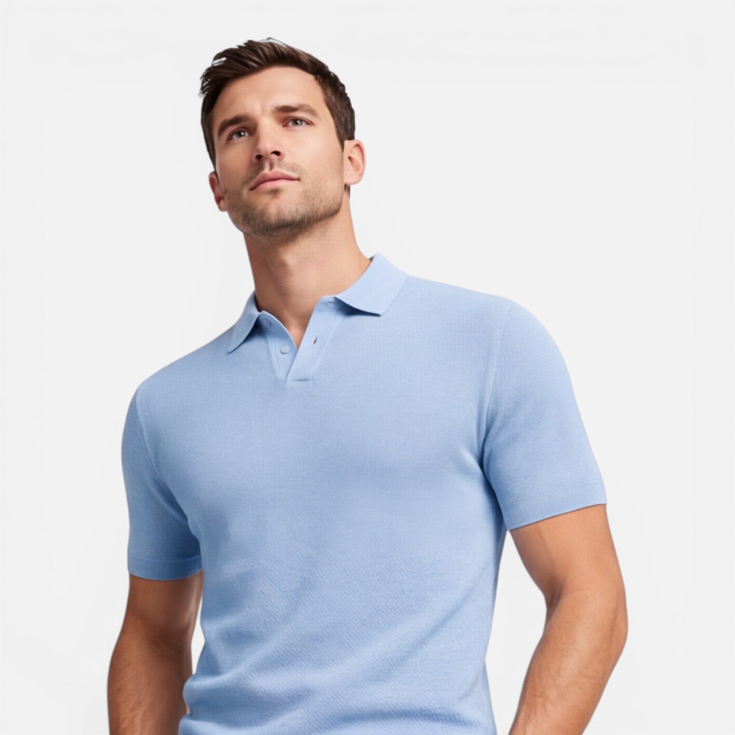 Men's Polo Shirt Slim Fit Lightweight Breathable Knit Casual Wear