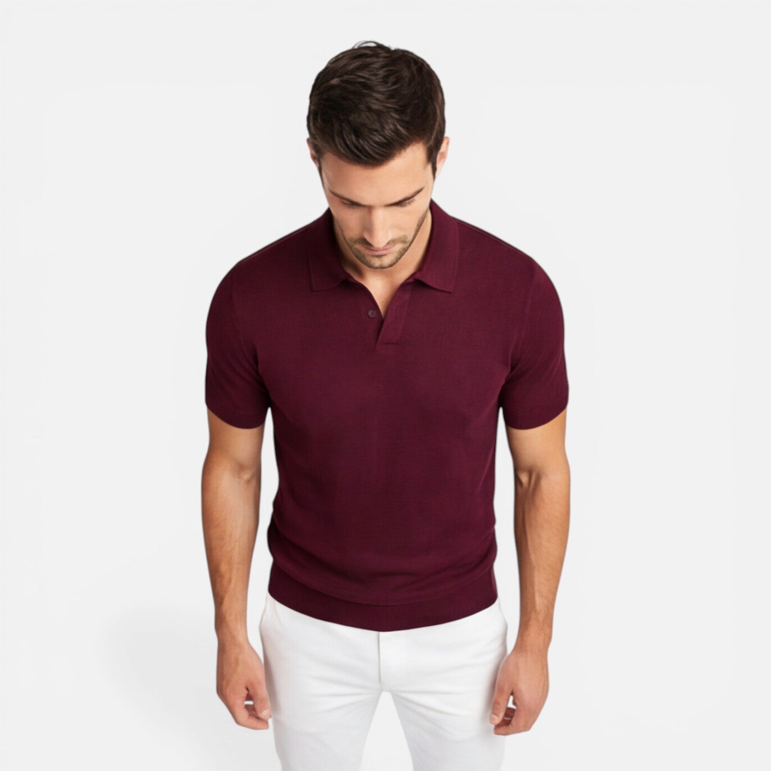 Men's Polo Shirt Slim Fit Lightweight Breathable Knit Casual Wear