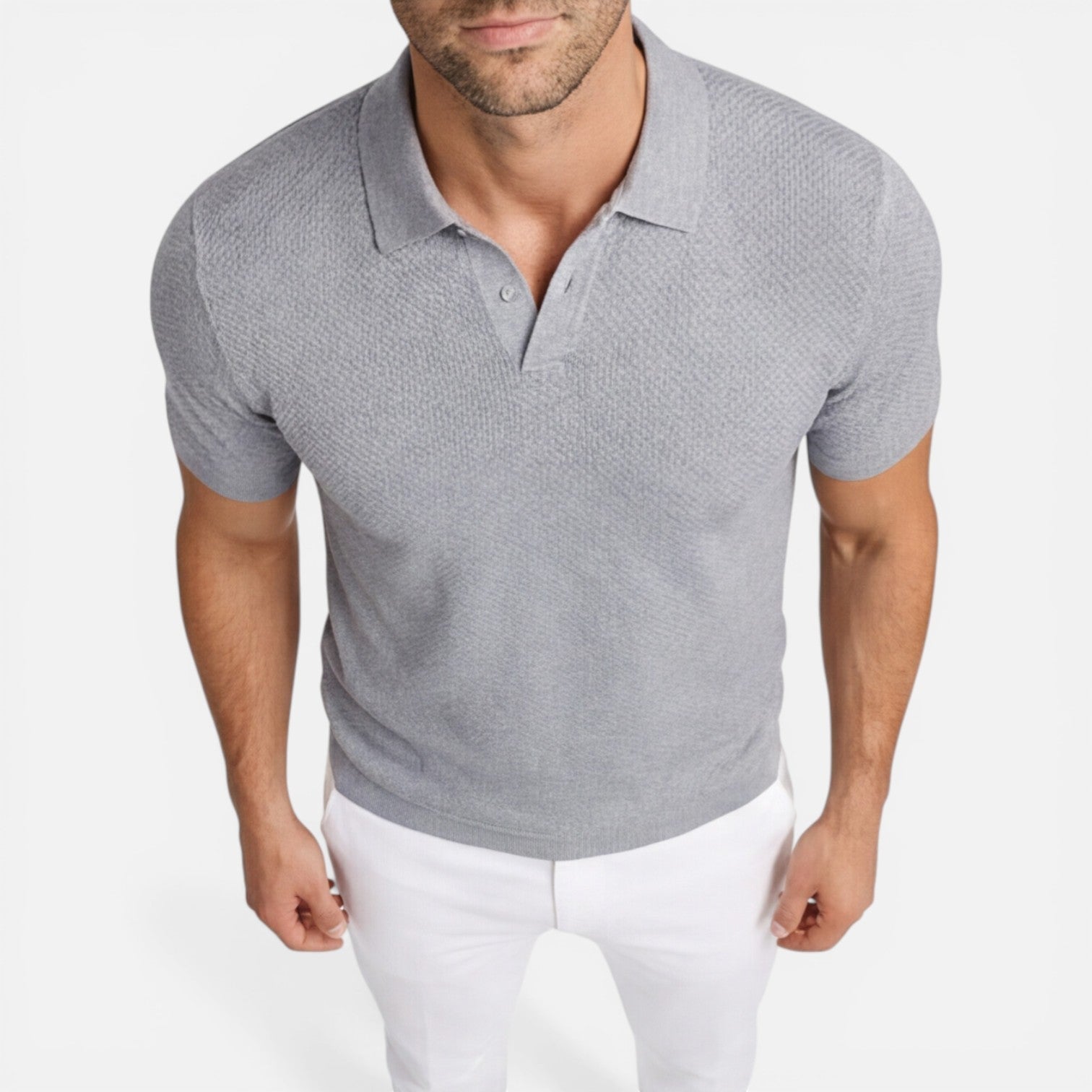 Men's Polo Shirt Slim Fit Lightweight Breathable Knit Casual Wear