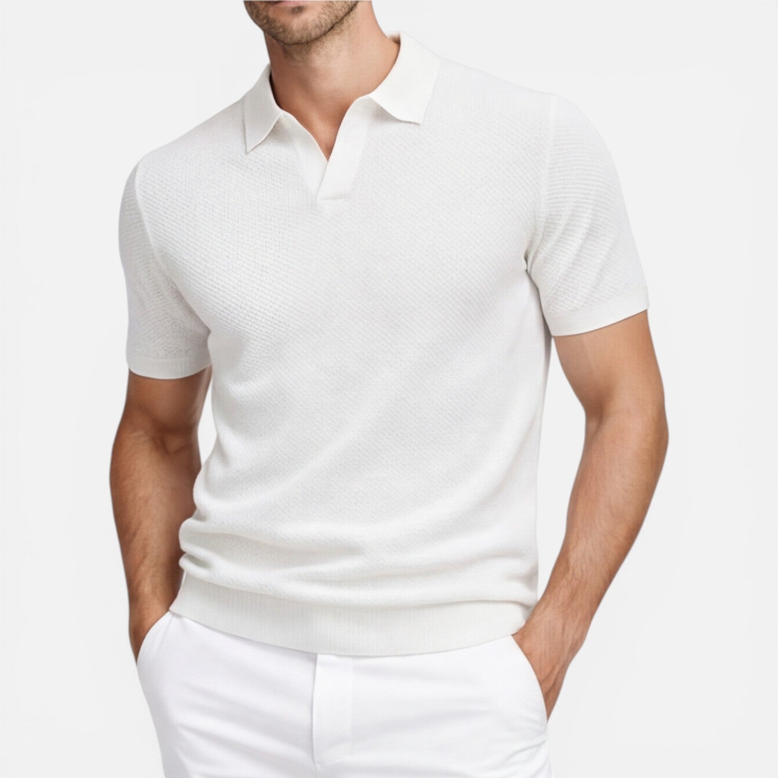 Men's Polo Shirt Slim Fit Lightweight Breathable Knit Casual Wear