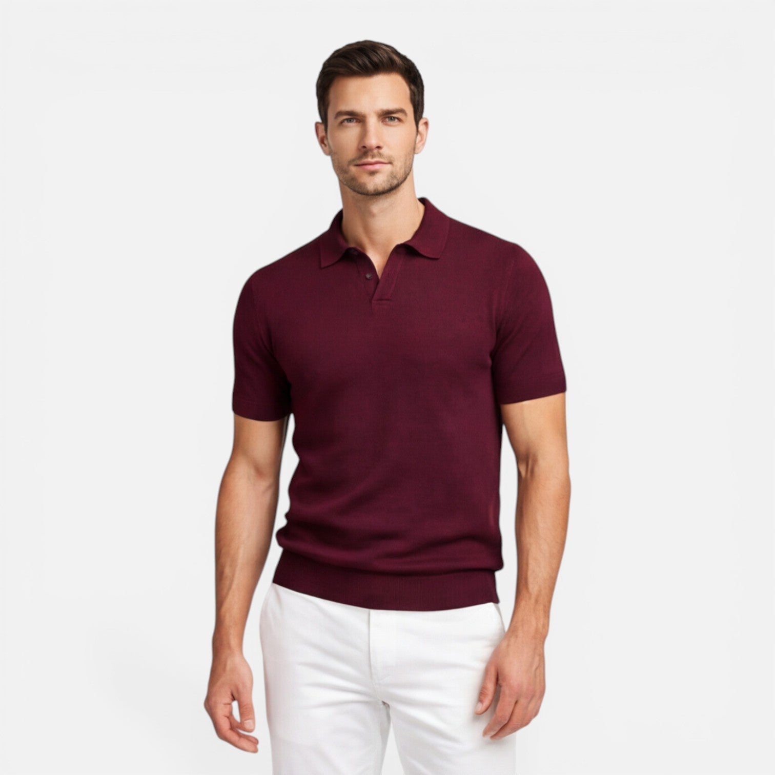 Men's Polo Shirt Slim Fit Lightweight Breathable Knit Casual Wear