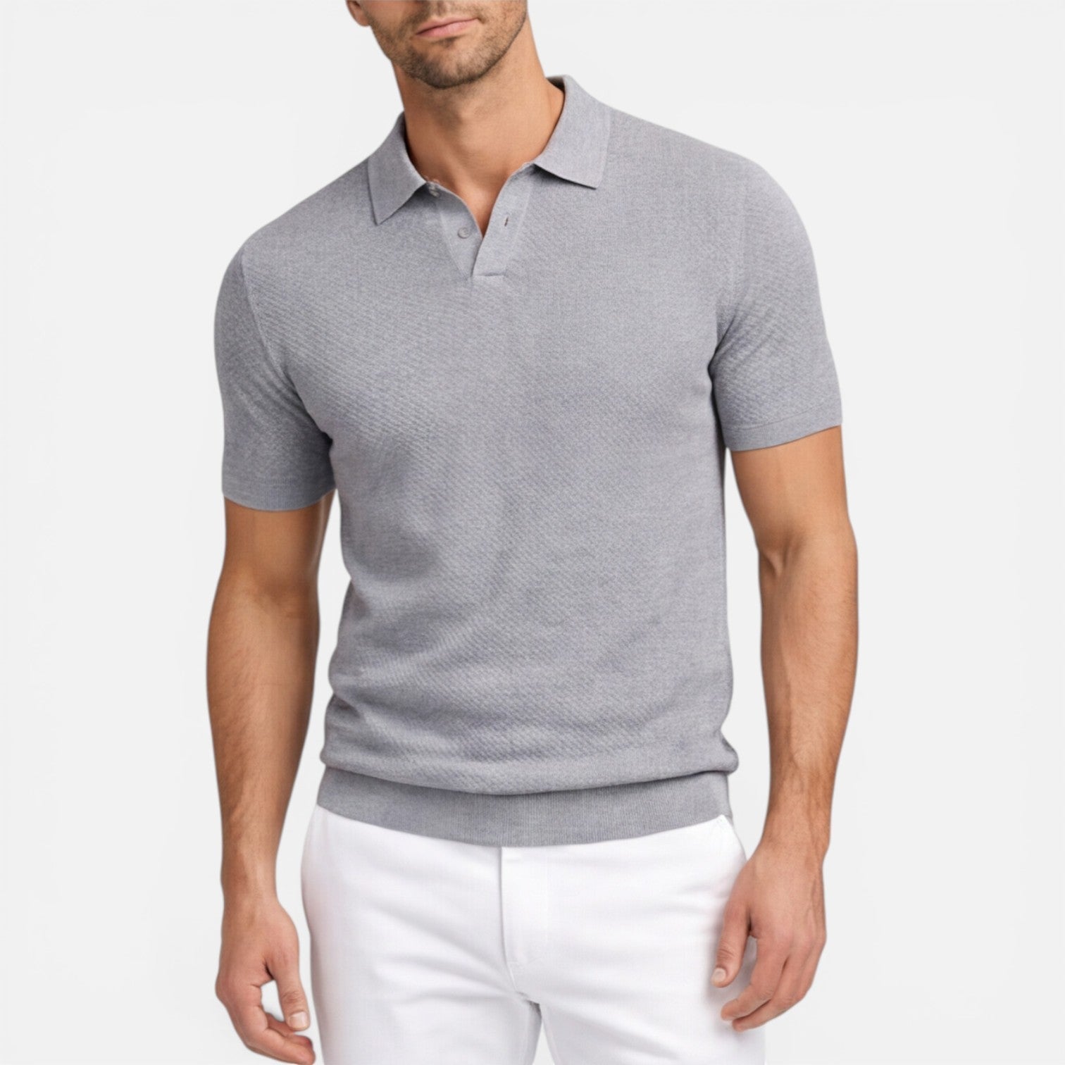Men's Polo Shirt Slim Fit Lightweight Breathable Knit Casual Wear
