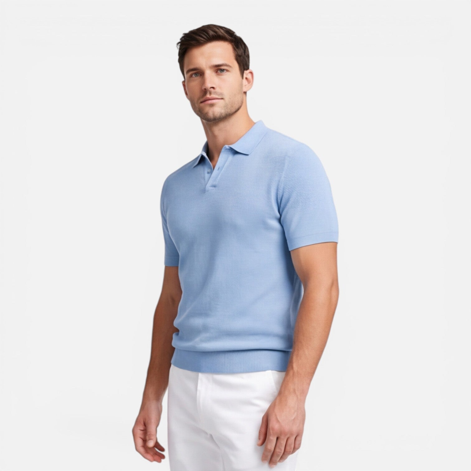 Men's Polo Shirt Slim Fit Lightweight Breathable Knit Casual Wear