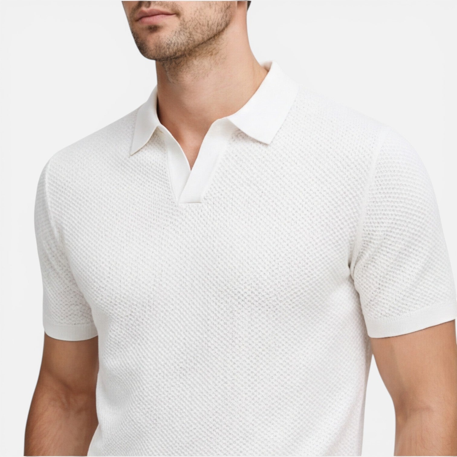 Men's Polo Shirt Slim Fit Lightweight Breathable Knit Casual Wear