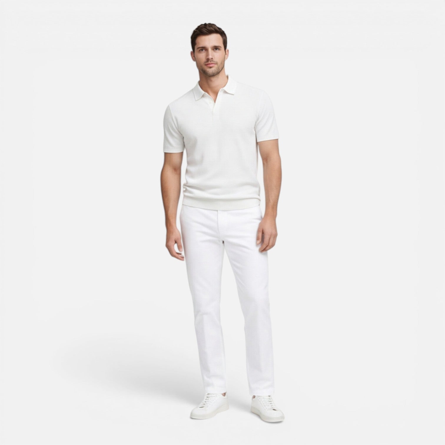 Men's Polo Shirt Slim Fit Lightweight Breathable Knit Casual Wear