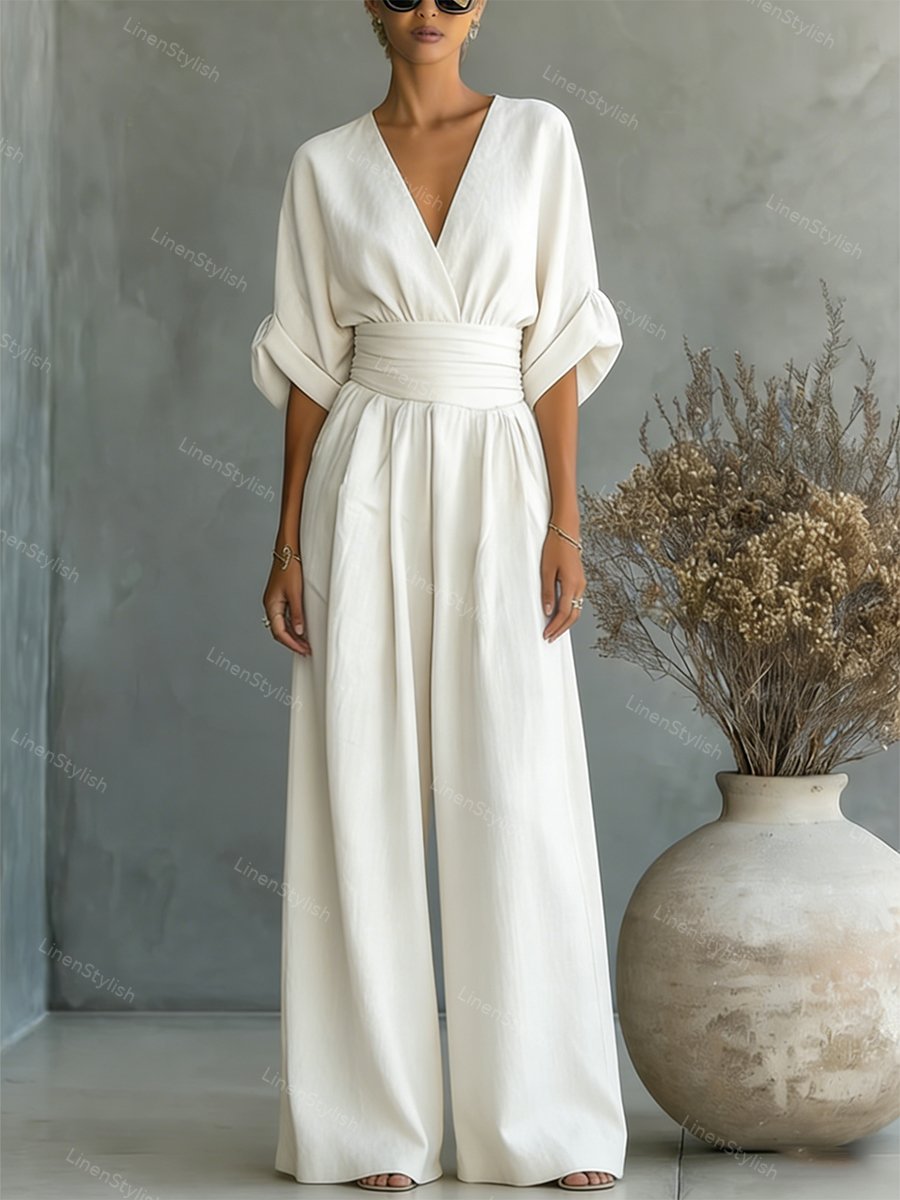 Women's Black Jumpsuit V-Neck Slim Fit Soft Fabric Formal Wear