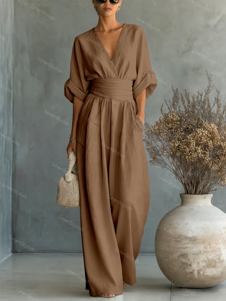 Women's Black Jumpsuit V-Neck Slim Fit Soft Fabric Formal Wear