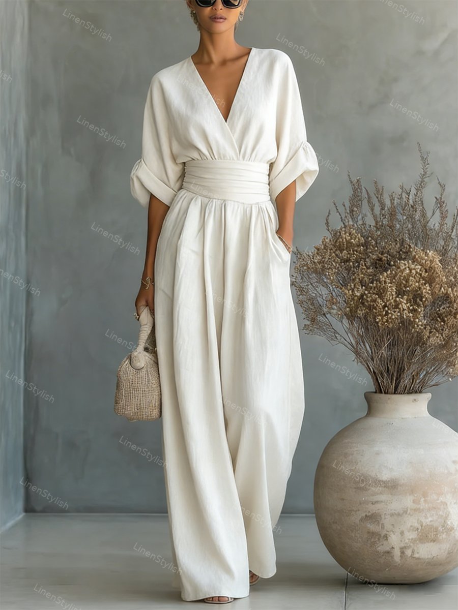 Women's Black Jumpsuit V-Neck Slim Fit Soft Fabric Formal Wear