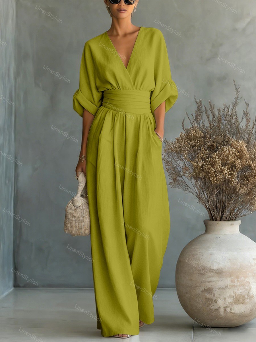 Women's Black Jumpsuit V-Neck Slim Fit Soft Fabric Formal Wear
