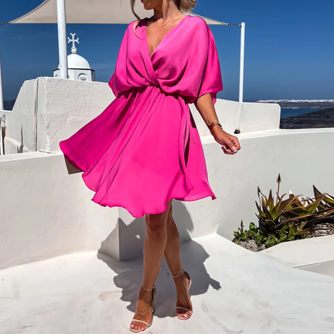 Women's Mini Dress V-Neck Short Sleeve Casual Everyday