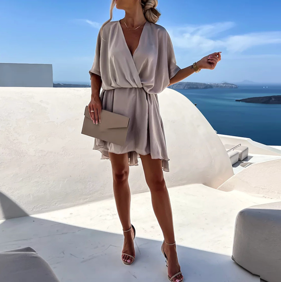 Women's Mini Dress V-Neck Short Sleeve Casual Everyday