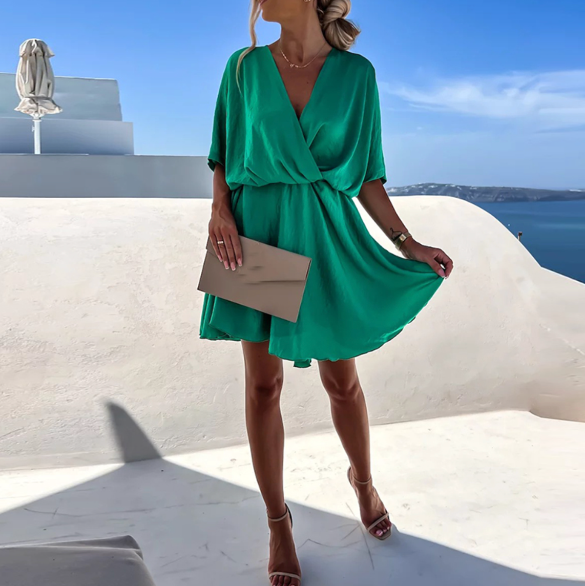 Women's Mini Dress V-Neck Short Sleeve Casual Everyday