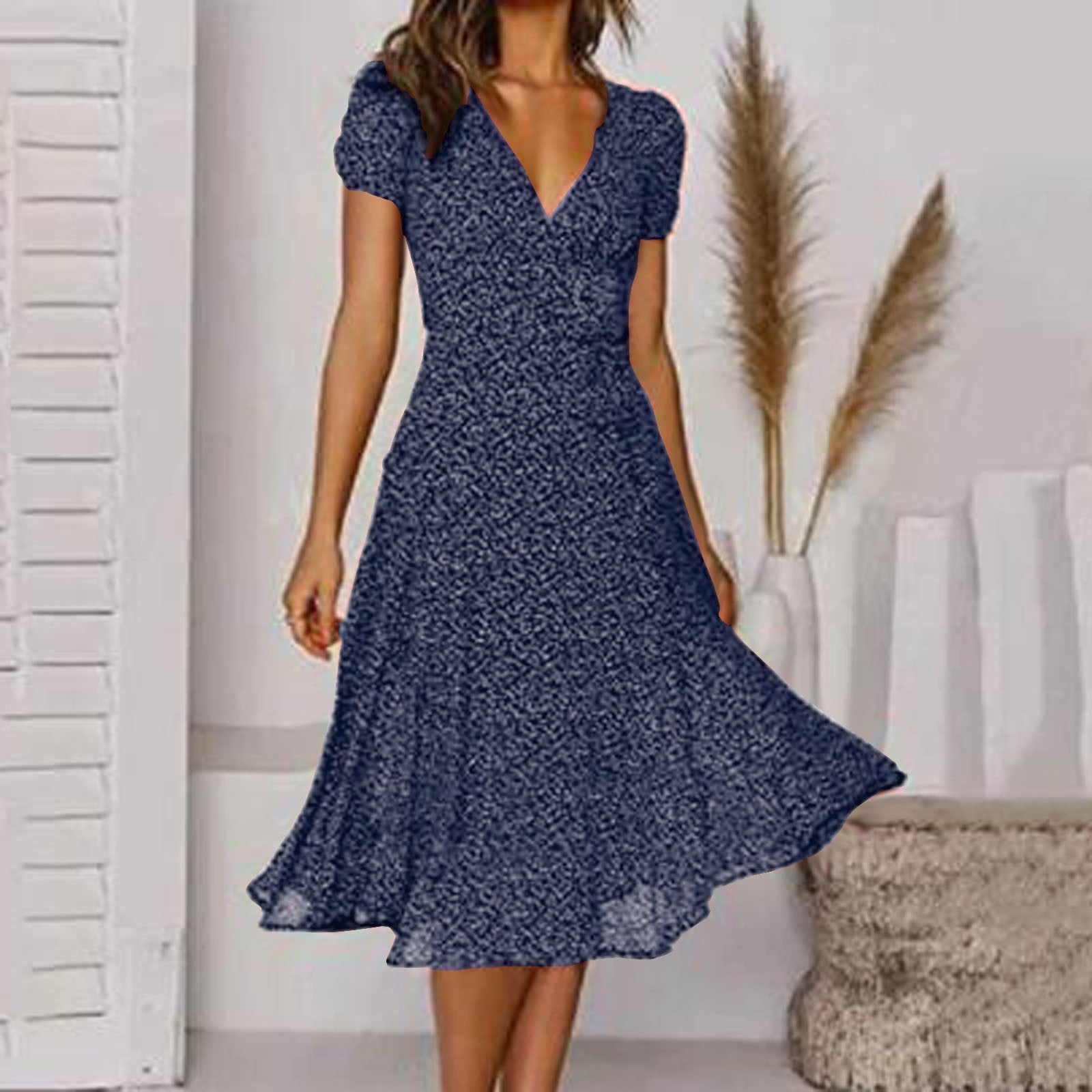 Ernestina | Stylish Flattering Fit V-Neck Dress