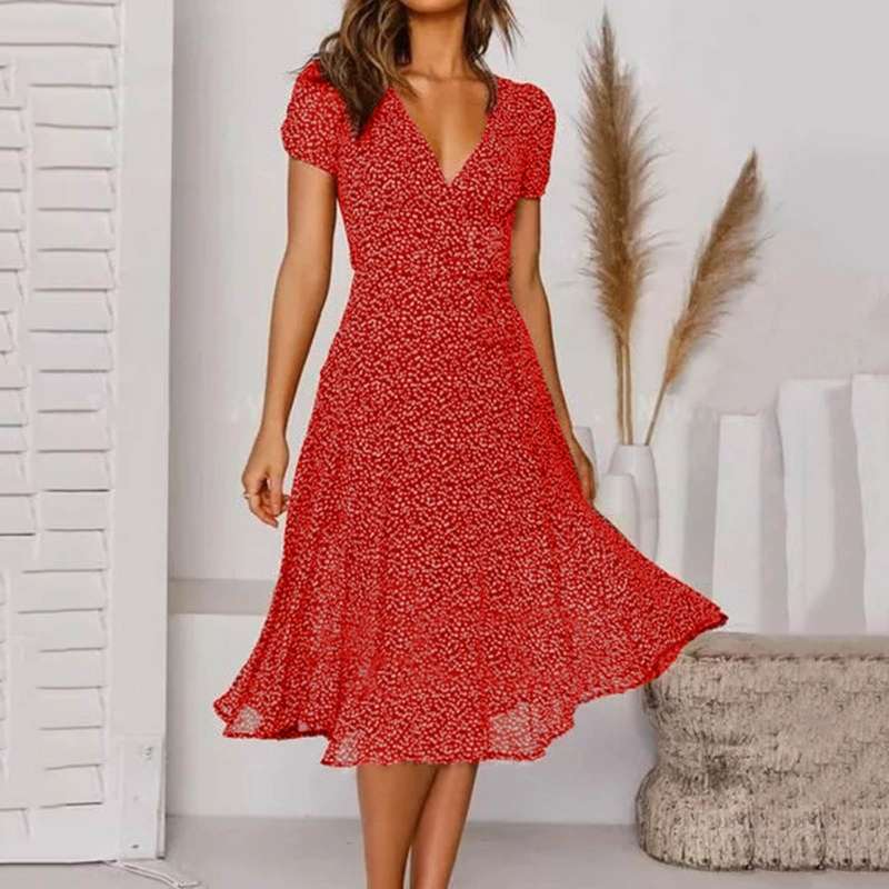 Ernestina | Stylish Flattering Fit V-Neck Dress