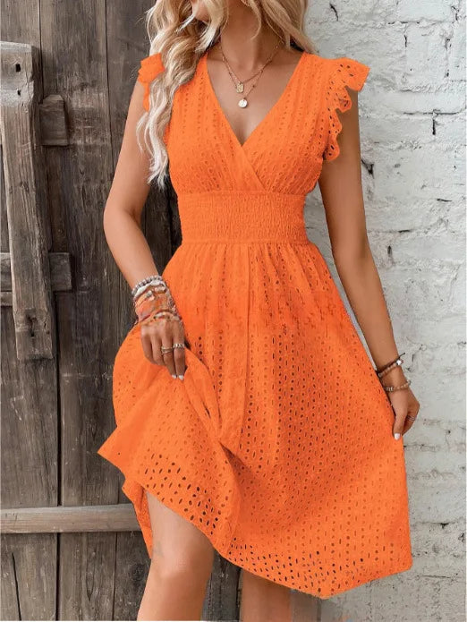 Sophia | Women's Summer V-Neck Flare Sleeve Dress 0