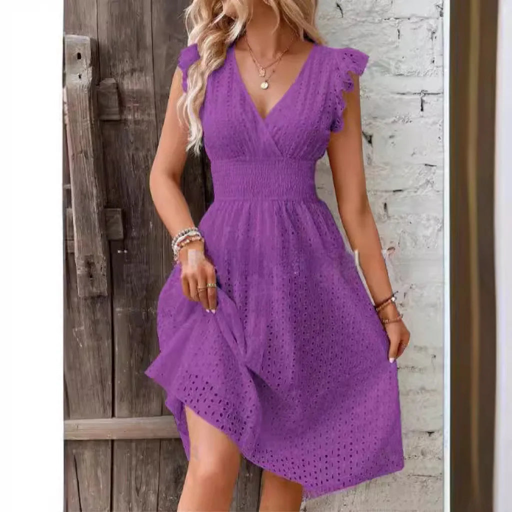 Sophia | Women's Summer V-Neck Flare Sleeve Dress 8