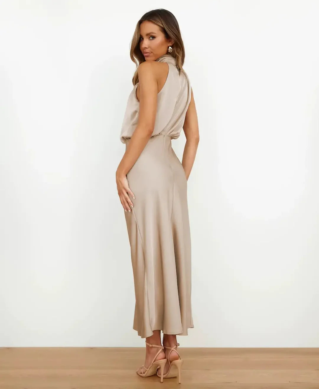 Sophie | Women's Cotton Blend High Neck Midi Dress 2